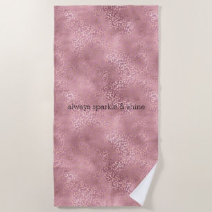 Glam Pink Glitzy Leopard Print Beach Towel
