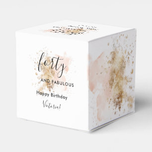 Glam Pink Gold 40 And Fabulous 40th Birthday  Favour Box