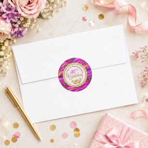 Glam Pink Gold Jewelled Strata 99th Birthday Classic Round Sticker