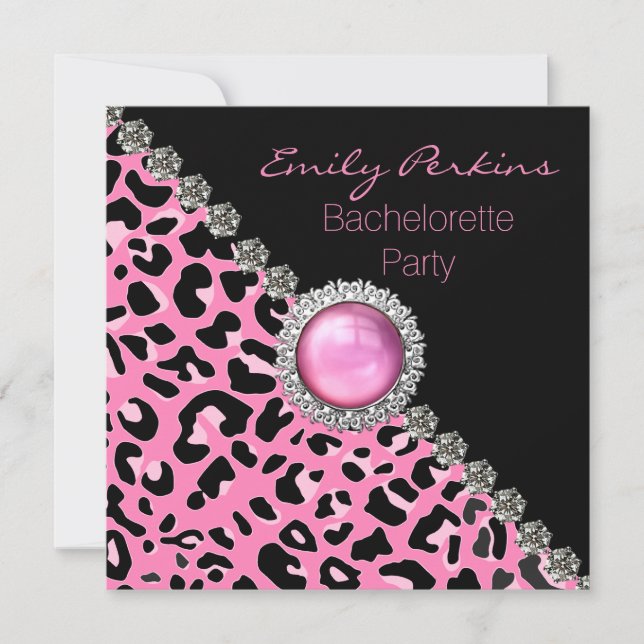 Glam Pink Leopard Bachelorette Party Invitation (Front)