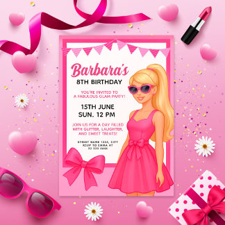 Glam Pink Party Girl Design | Stylish Birthday Invitation