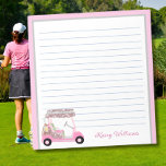 Glam Pink Personalised Golf Cart Name Lined    Notepad<br><div class="desc">A glamourous unique golf cart -- pink and a touch of diamonds -- tastefully done -- ready to run the course -- the notepad. This is a great gift for all golf lovers -- fun / attractive / unique. Personalise it with your/her name. If you have any design questions or...</div>