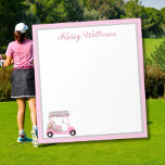 Glam Pink Personalised Golf Cart Name Notepad<br><div class="desc">A glamourous unique golf cart -- pink and a touch of diamonds -- tastefully done -- ready to run the course -- the notepad. This is a great gift for all golf lovers -- fun / attractive / unique. Personalise it with your/her name. If you have any design questions or...</div>