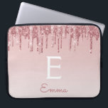 Glam Pink Rose Gold Glitter Drips Sparkle Monogram Laptop Sleeve<br><div class="desc">Blush Pink - Rose Gold Faux Dripping Glitter and Sparkle Elegant Monogram Laptop Computer Case. This monogrammed case can be customised to include your initial and first name.</div>