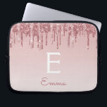 Glam Pink Rose Gold Glitter Drips Sparkle Monogram Laptop Sleeve<br><div class="desc">Blush Pink - Rose Gold Faux Dripping Glitter and Sparkle Elegant Monogram Laptop Computer Case. This monogrammed case can be customised to include your initial and first name.</div>