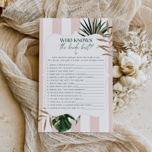 Glam pink stripes Who knows the bride best game