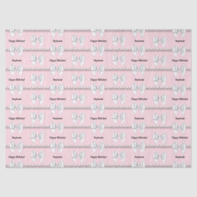 Glam Pink Tiffany Theme Bougie Happy Birthday Tissue Paper (Front)