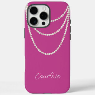 Glam Pink White Pearls   iPhone 16 Pro Max Case