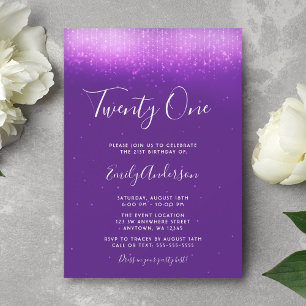 Glam Purple 21st Birthday Invitation