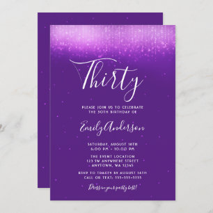 Glam Purple 30th Birthday Invitation