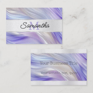 Glam Purple Blue Pearl Swirls Monogram Business Card