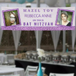 Glam Purple Chic 2 Photo Birthday Bat Mitzvah Banner<br><div class="desc">Create a fun personalised Bat Mitzvah banner with this purple glam 2 photo sign design. With faux purple glitter accents, this light lavender purple banner features 2 photo template where you can upload your daughter's pictures and watch them appear, framed by the faux glitter. Dark purple text in the centre...</div>