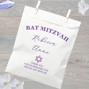 Glam Purple Chic Thank You Bat Mitzvah Party Favour Bags