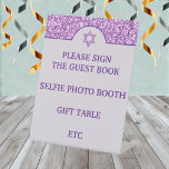Glam Purple Create Your Own Elegant Bat Mitzvah Pedestal Sign<br><div class="desc">Create your own elegant Bat Mitzvah signage with this glam purple faux glitter design on sturdy pedestal signs. The simple arch and Star Of David design set on a pale pastel lavender purple background is the backdrop for your custom text in a dark royal purple colour. Create as many personalised...</div>