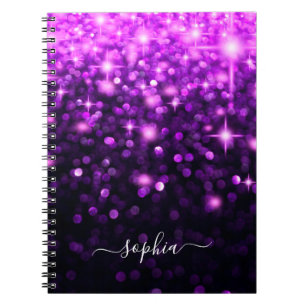 Glam Purple Glitter Sparkle Stars Notebook