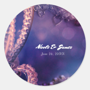 Glam Purple Glow Chic Glamour Pearls Party Favour Classic Round Sticker