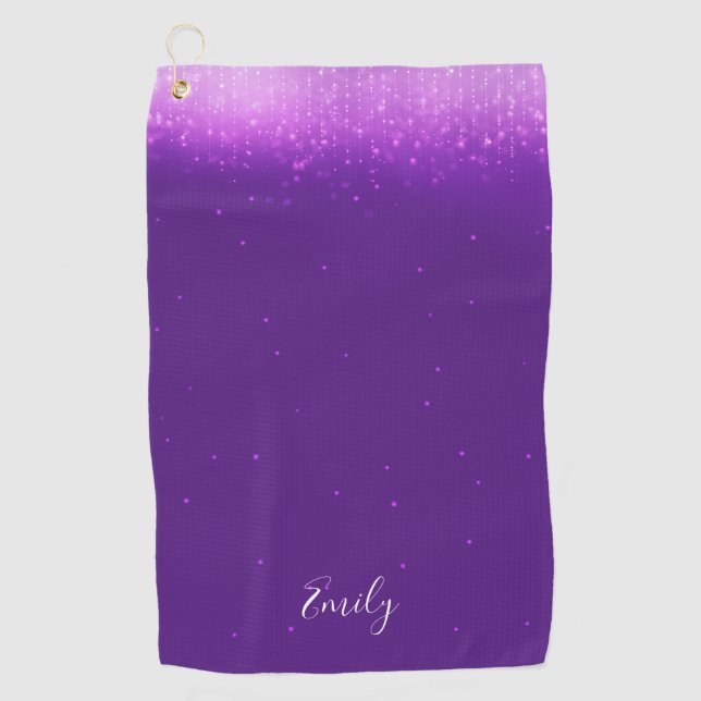 Glam Purple Personalised Golf Towel (Front)