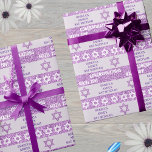 Glam Purple Personalised Jewish Girl Bat Mitzvah Wrapping Paper<br><div class="desc">This personalised faux glitter purple Bat Mitzvah wrapping paper is a lovely way to dress your gift to the special birthday girl. Set on alternating stripes of light pastel lavender purple and faux purple glitter, this custom gift wrap has three text templates in simple fonts either dark royal purple or...</div>