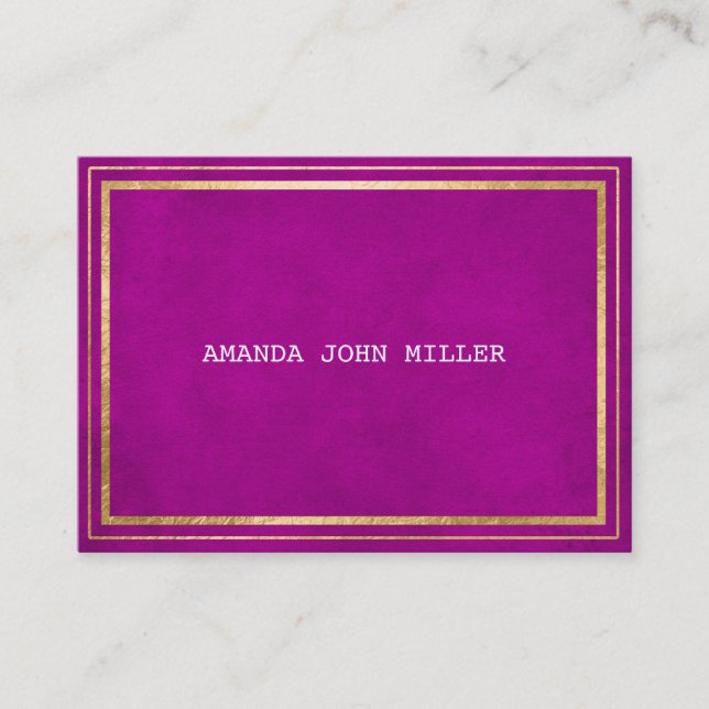 Glam Purple Pink  Golden Velvet White Vip Business Card (Front)