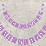 Glam Purple Sparkle Girl Chic Elegant Bat Mitzvah Bunting<br><div class="desc">Dress up your party venue with this purple glam faux glitter BAT MITZVAH bunting flags sign. The first two and last two flags on either side are light pastel lavender purple with a single purple Star Of David centred on each. The remaining flags are a background of faux purple glitter...</div>