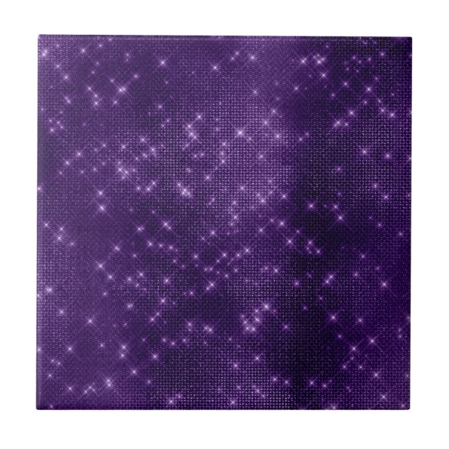 Glam Purple Stars Decor Tile (Front)