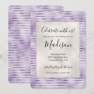 Glam Purple Stripes Invitation