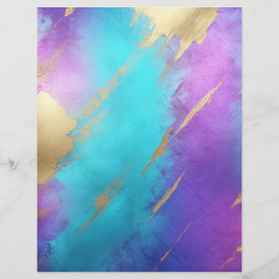 Glam Purple Turquoise Gold Scrapbook Paper