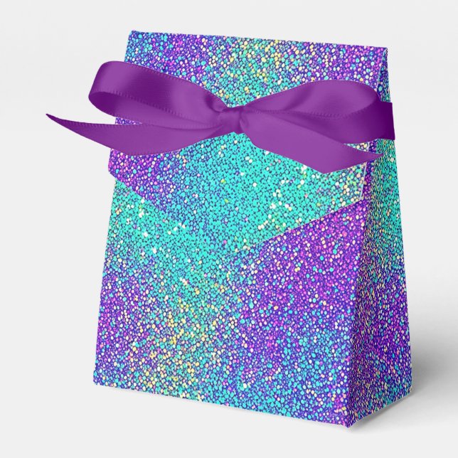 Glam Purple Turquoise Sparkling Glitter Gradient Favour Box (Front Side)