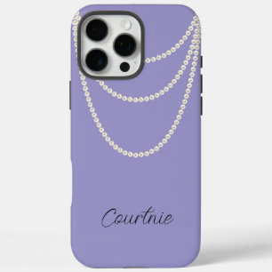 Glam Purple White Pearls   iPhone 16 Pro Max Case
