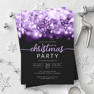 Glam Purple Winter Sparkling Company Xmas Party  Invitation