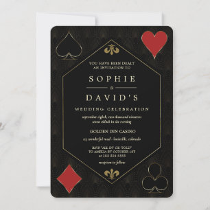 Glam QR Code Art Deco Gatsby Casino Poker Wedding  Invitation