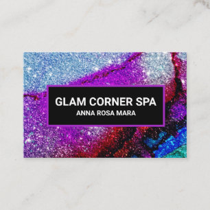 *~* Glam Rainbow QR Glitter Glitz Luxe Beauty Business Card