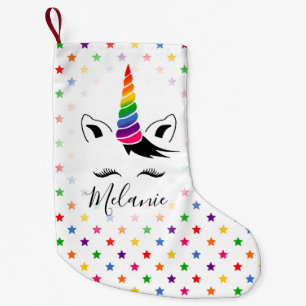 Glam Rainbow Unicorn Small Christmas Stocking