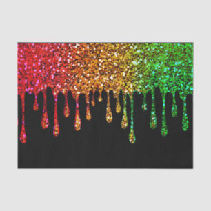 Glam Rasta Rainbow Glitter Drips Birthday Party Tissue Paper