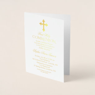 Glam Real Gold Foil Girl First Holy Communion Card
