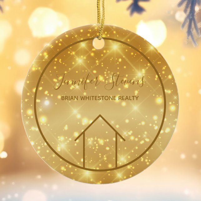 Glam Realtor Real Estate Gold Sparkle Christmas Ceramic Tree Decoration (Creator Uploaded)