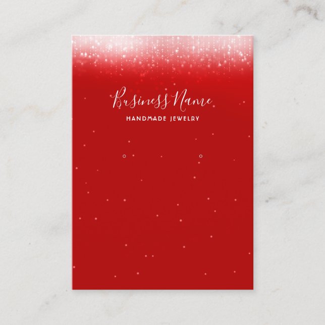 Glam Red Earring Jewellery Display Business Card (Front)