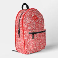 Glam red glitter texture print | monogram