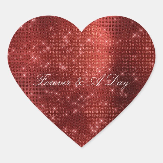 Glam Red Sparkle Heart Sticker (Front)