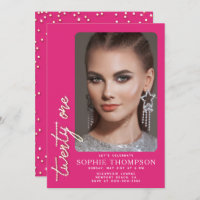 Glam Rhinestones Hot Pink Chic 21st Birthday Photo