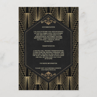 Glam Roaring 20s Gatsby Wedding Accommodation Enclosure Card
