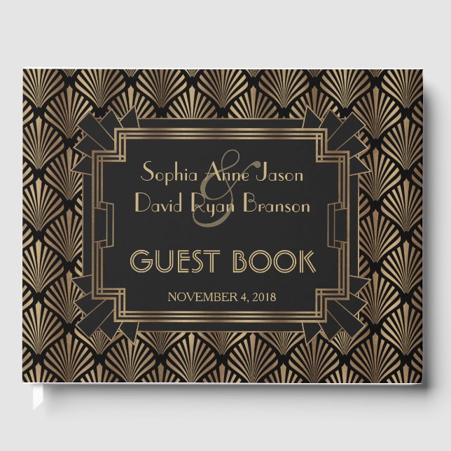 Glam Roaring 20's Great 1920s Wedding Guest Book (Front)