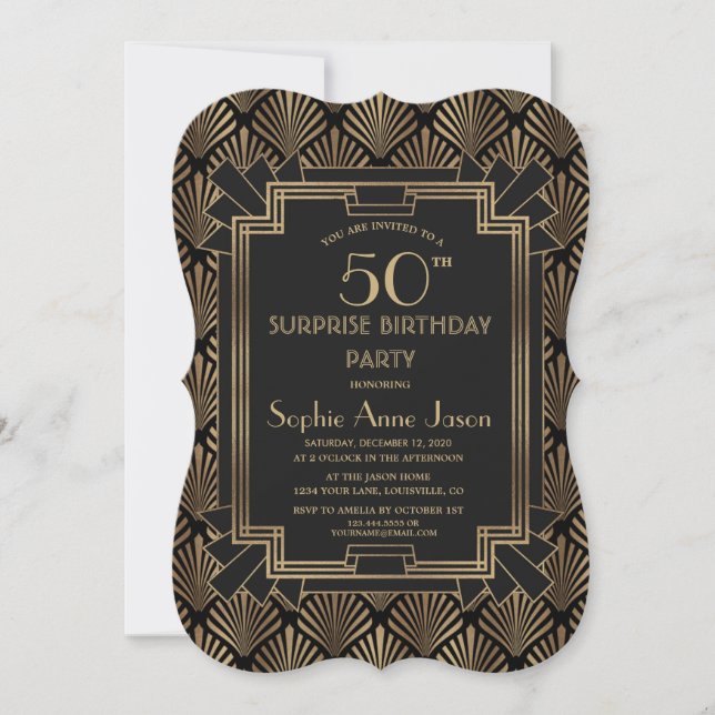 Glam Roaring 20's Great ANY AGE Birthday Invitation (Front)