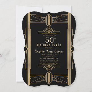 Glam Roaring 20's Great Gatsby 50th Birthday Party Invitation