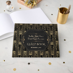 Glam Roaring 20s Great Gatsby Art Deco Wedding Guest Book