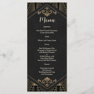 Glam Roaring 20s Great Gatsby Art Deco Wedding Menu