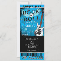 Glam Rock N Roll Star Birthday Ticket VIP Blue
