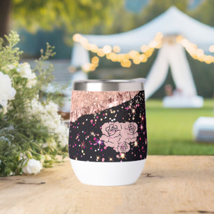 Glam Rose Black Glitter Blush Roses