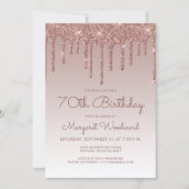 Glam Rose Gold 70th Birthday Party Invitation (Front)