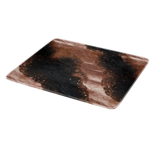 Glam Rose Gold Black Cutting Board (Corner)